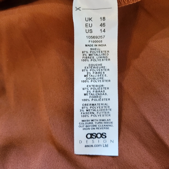 ASOS Design Pleated Long Sleeve Chiffon Dress Size 14 - Picture 9 of 9